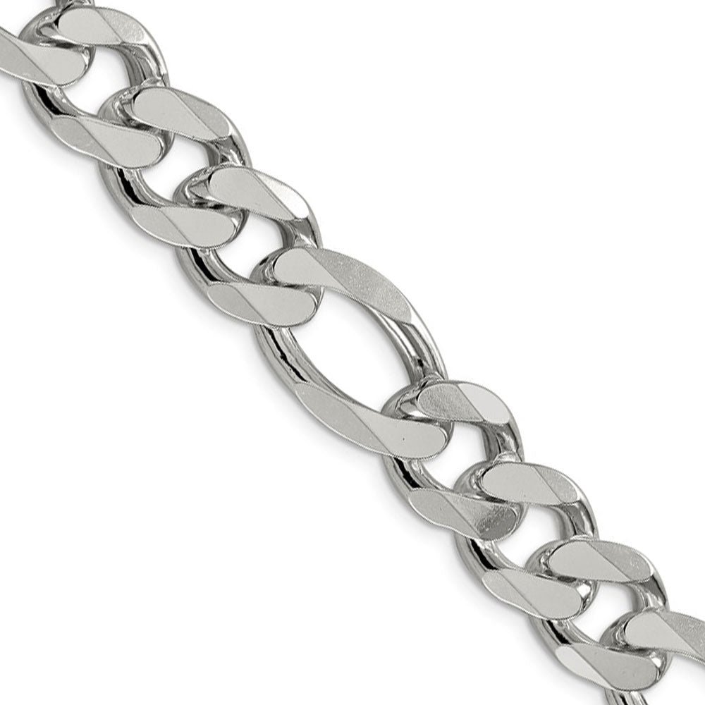 Men&#39;s 13.5mm, Sterling Silver, Solid Figaro Chain Necklace