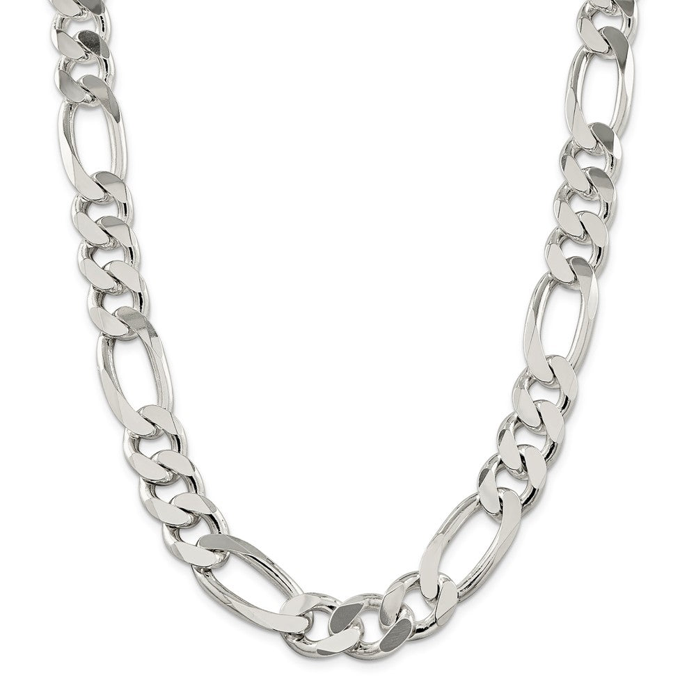 Alternate view of the Men&#39;s 15mm, Sterling Silver, Solid Figaro Chain Necklace by The Black Bow Jewelry Co.