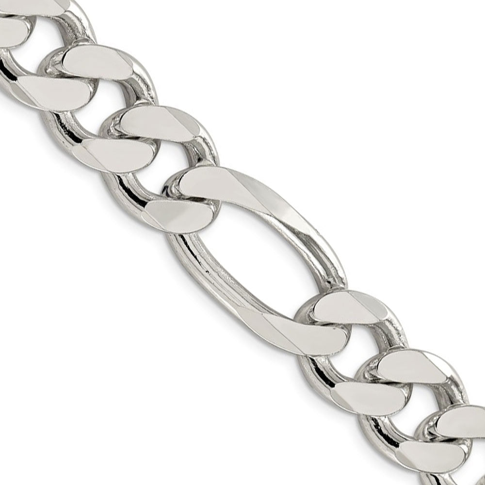 Men&#39;s 15mm, Sterling Silver, Solid Figaro Chain Necklace