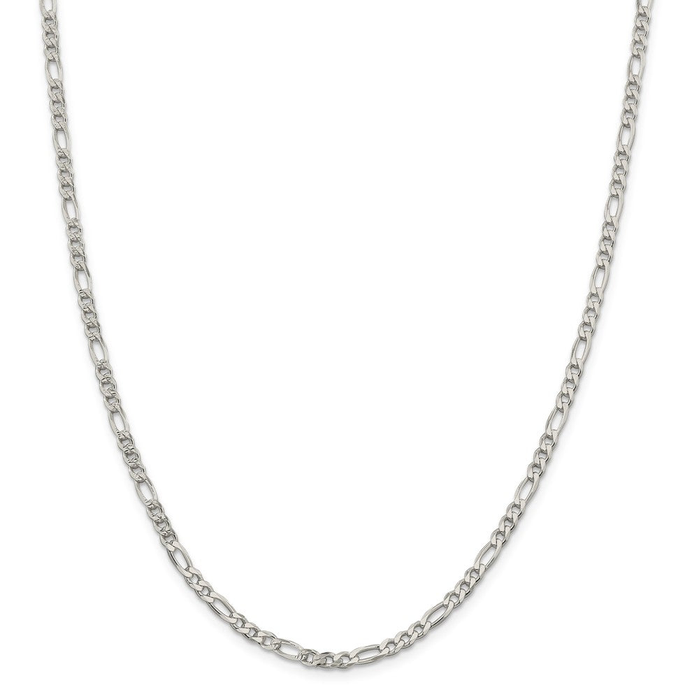 Alternate view of the 4mm, Sterling Silver, Pave Flat Figaro Chain Necklace by The Black Bow Jewelry Co.