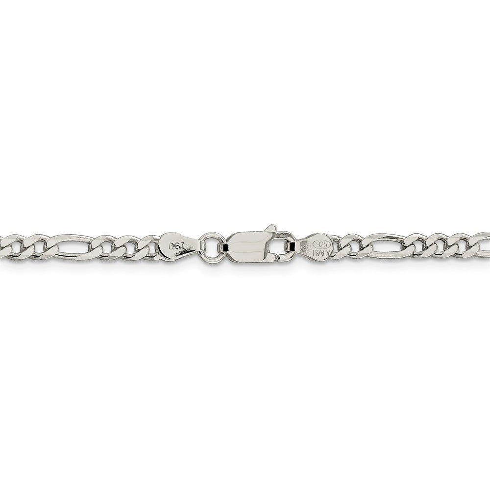 4mm, Sterling Silver, Pave Flat Figaro Chain Necklace - Black Bow ...