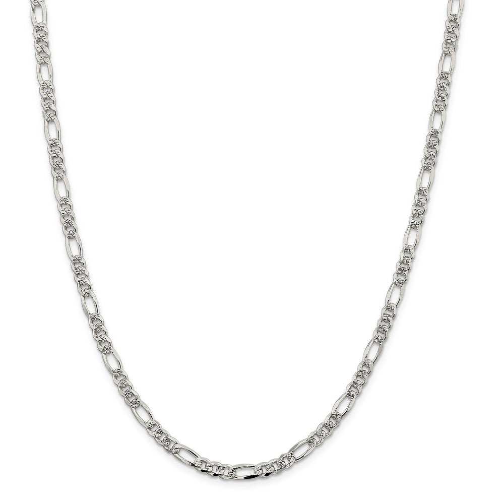 Alternate view of the 4.75mm, Sterling Silver, Pave Flat Figaro Chain Necklace by The Black Bow Jewelry Co.