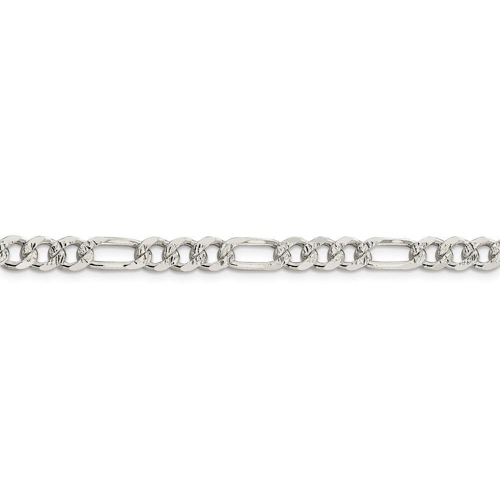 Alternate view of the 5.5mm, Sterling Silver, Pave Flat Figaro Chain Bracelet by The Black Bow Jewelry Co.