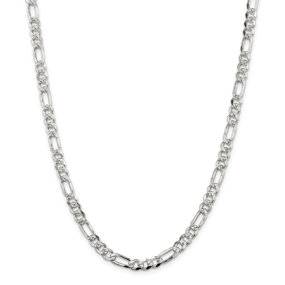 Alternate view of the 5.5mm, Sterling Silver, Pave Flat Figaro Chain Necklace by The Black Bow Jewelry Co.