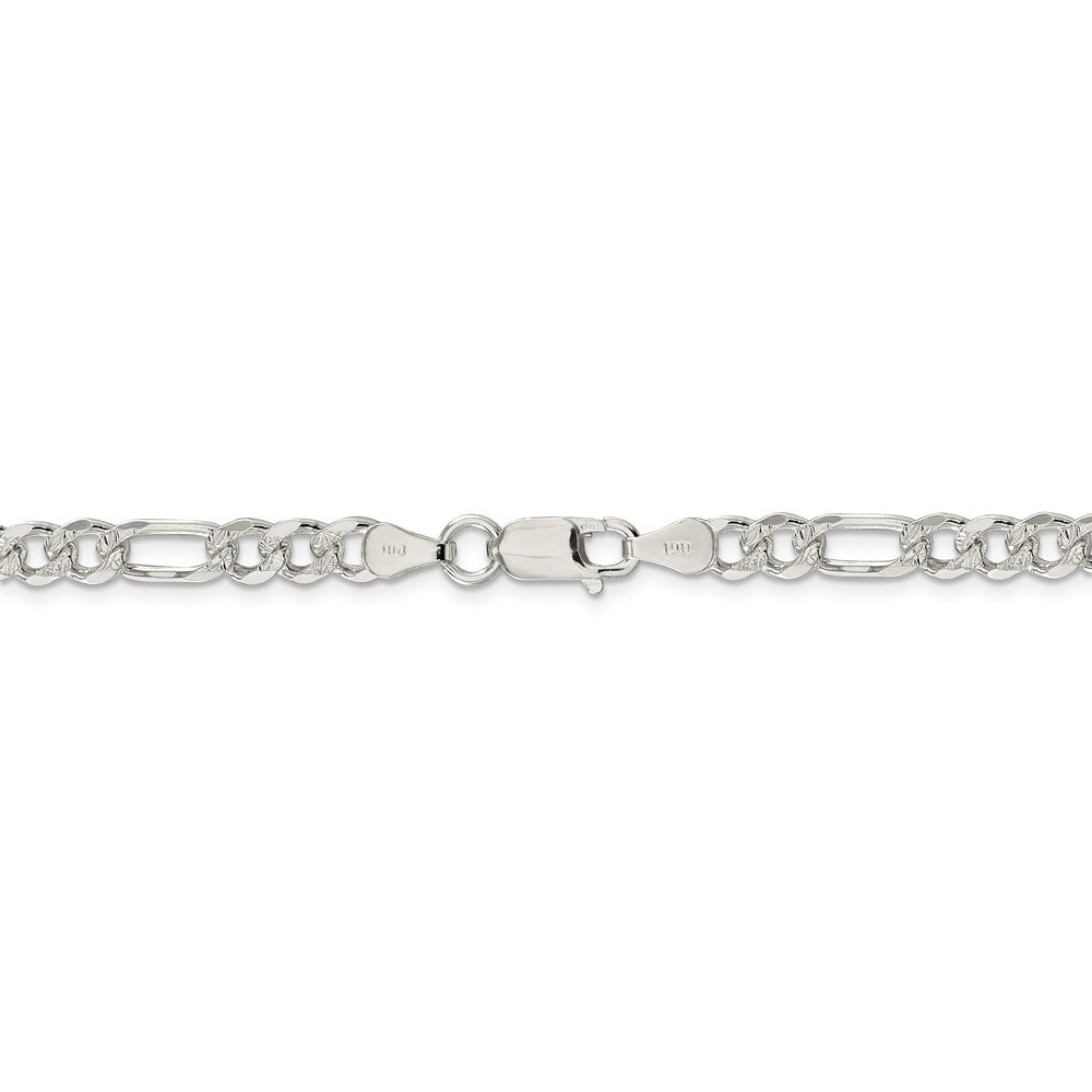 Alternate view of the 5.5mm, Sterling Silver, Pave Flat Figaro Chain Necklace by The Black Bow Jewelry Co.