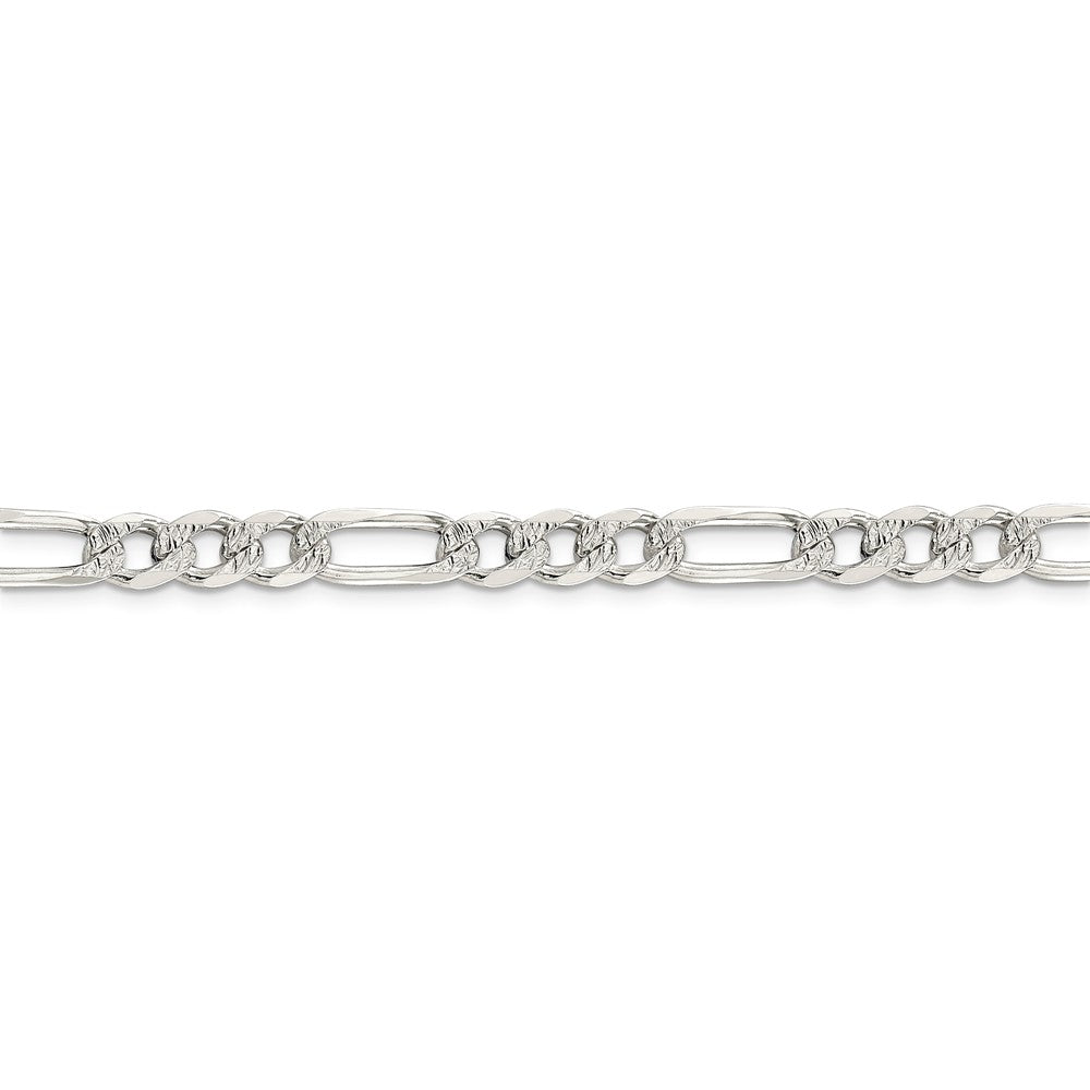 Alternate view of the 7mm Sterling Silver Solid Flat Pave Figaro Chain Bracelet by The Black Bow Jewelry Co.