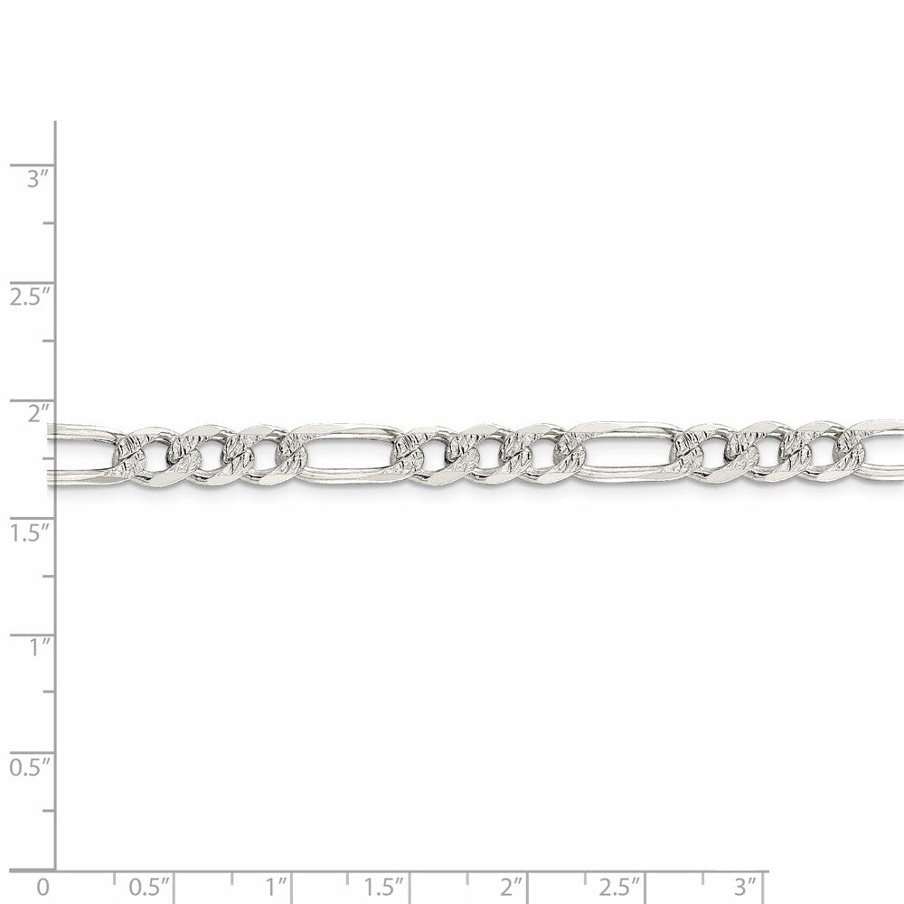 Alternate view of the 7mm Sterling Silver Solid Flat Pave Figaro Chain Bracelet by The Black Bow Jewelry Co.