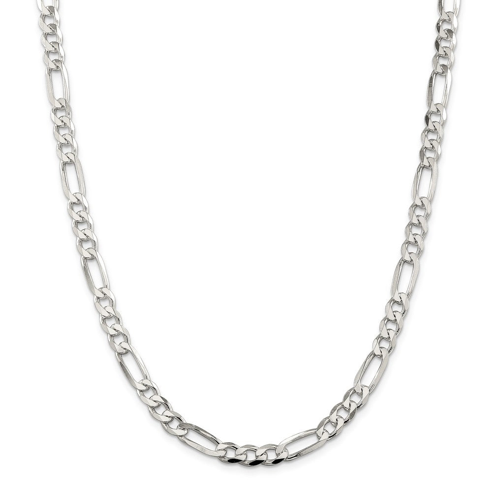 Alternate view of the Men&#39;s 7mm, Sterling Silver, Pave Flat Figaro Chain Necklace by The Black Bow Jewelry Co.