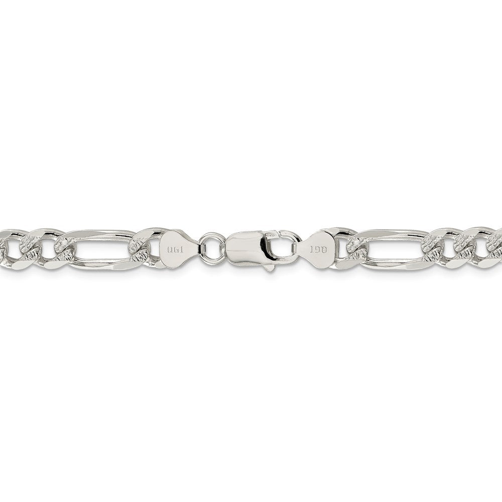 Alternate view of the Men&#39;s 8mm, Sterling Silver Pave Flat Figaro Chain Necklace by The Black Bow Jewelry Co.