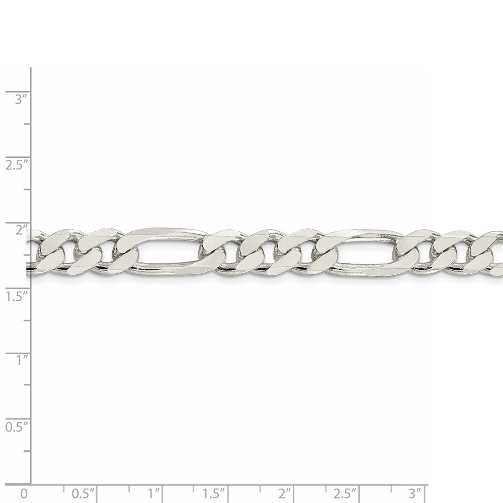 Alternate view of the Men&#39;s 9.5mm Sterling Silver Pave Flat Figaro Chain Necklace by The Black Bow Jewelry Co.