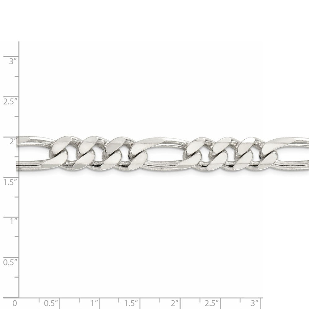 Alternate view of the Men&#39;s 10.5mm, Sterling Silver Pave Flat Figaro Chain Necklace by The Black Bow Jewelry Co.