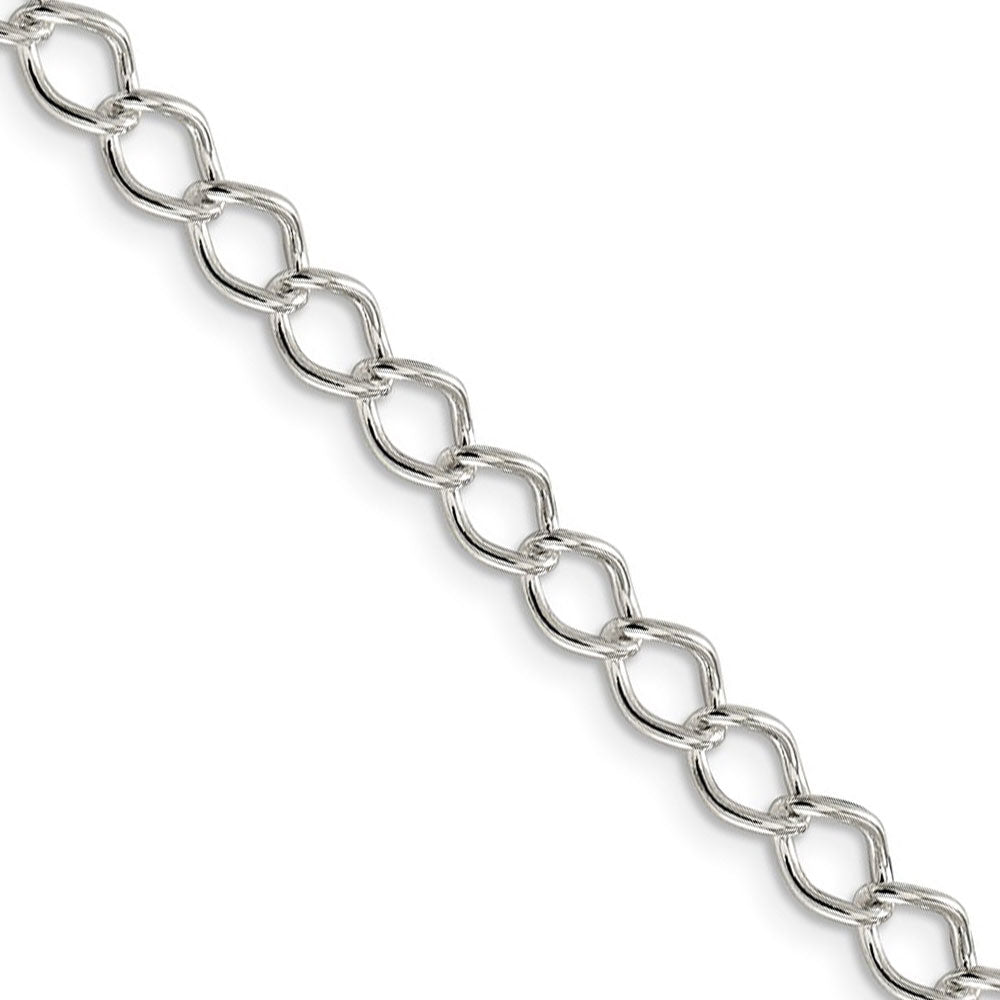 5.75mm Sterling Silver Solid Fancy Open Curb Chain Necklace