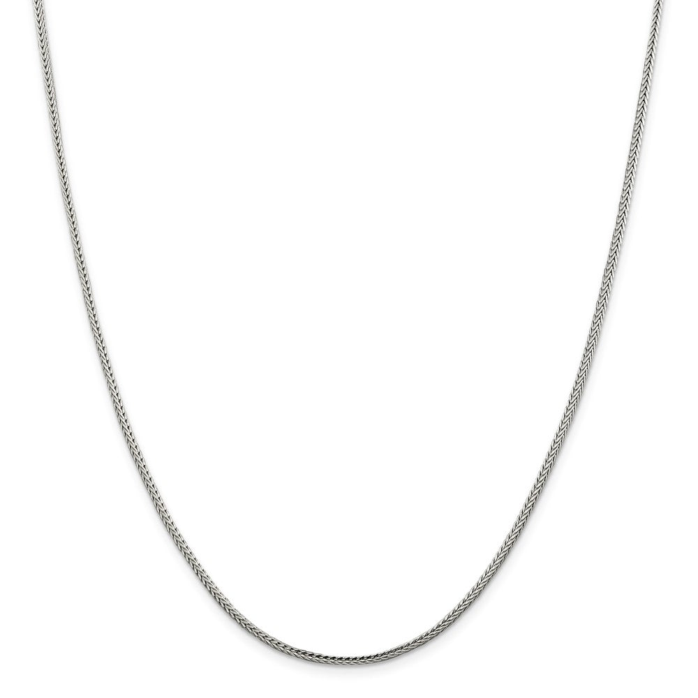 Alternate view of the 2mm Sterling Silver Diamond Cut Solid Round Franco Chain Necklace by The Black Bow Jewelry Co.
