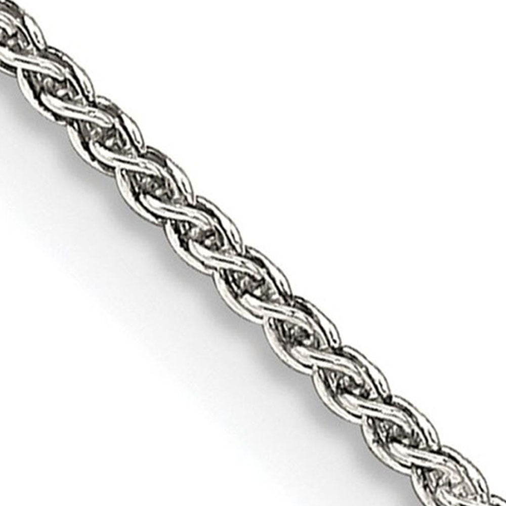 1.25mm, Sterling Silver Round Solid Spiga Chain Anklet, Item C8767-A by The Black Bow Jewelry Co.