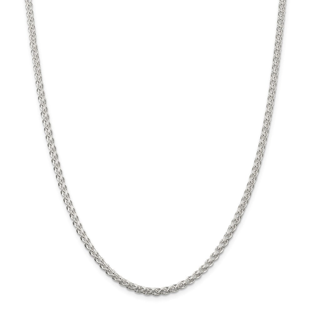 Alternate view of the 3mm, Sterling Silver Round Solid Spiga Chain Necklace by The Black Bow Jewelry Co.