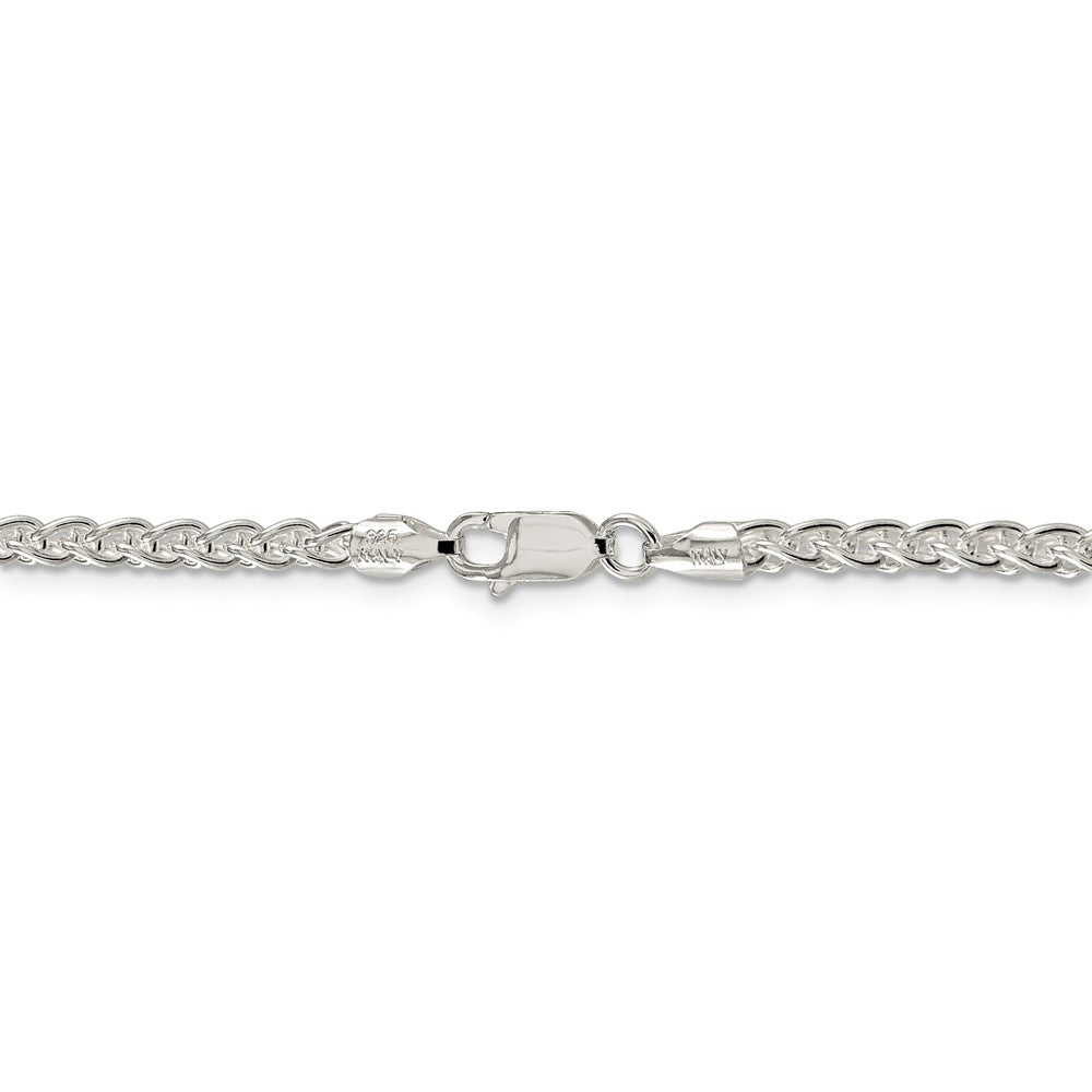 Alternate view of the 3mm, Sterling Silver Round Solid Spiga Chain Necklace by The Black Bow Jewelry Co.