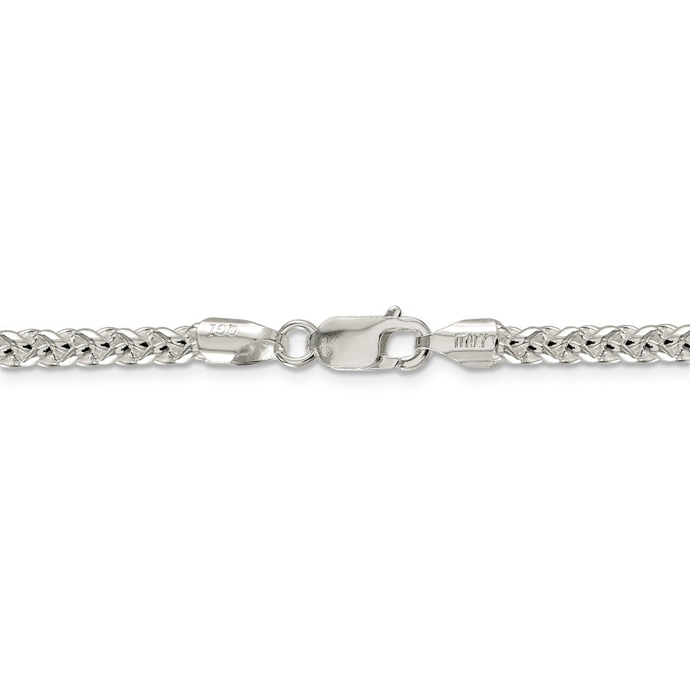 Alternate view of the 4mm, Sterling Silver Round Solid Spiga Chain Necklace by The Black Bow Jewelry Co.