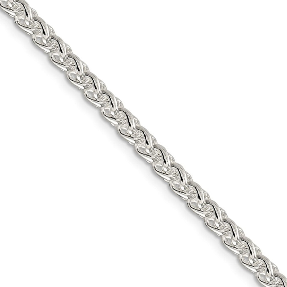 4mm, Sterling Silver Round Solid Spiga Chain Necklace