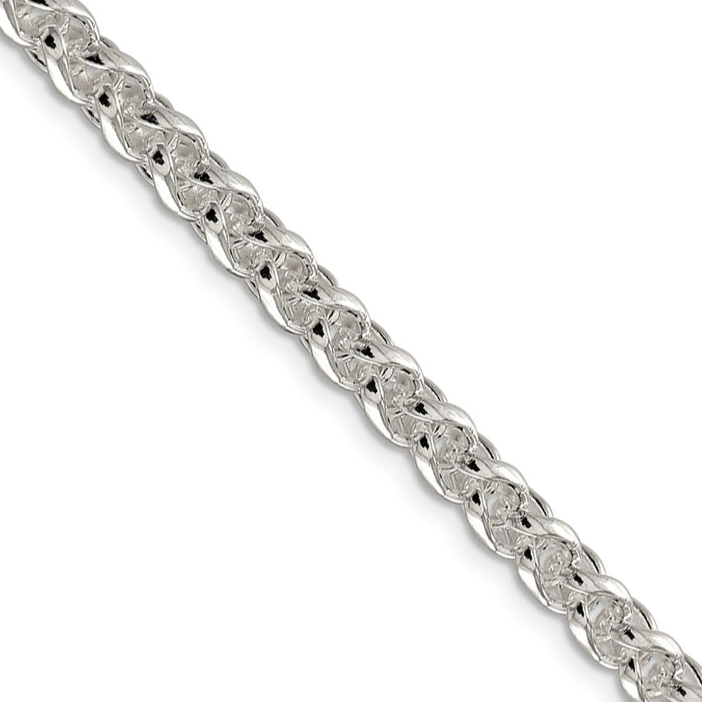 Men&#39;s 5mm, Sterling Silver Round Solid Spiga Chain Necklace, Item C8771 by The Black Bow Jewelry Co.