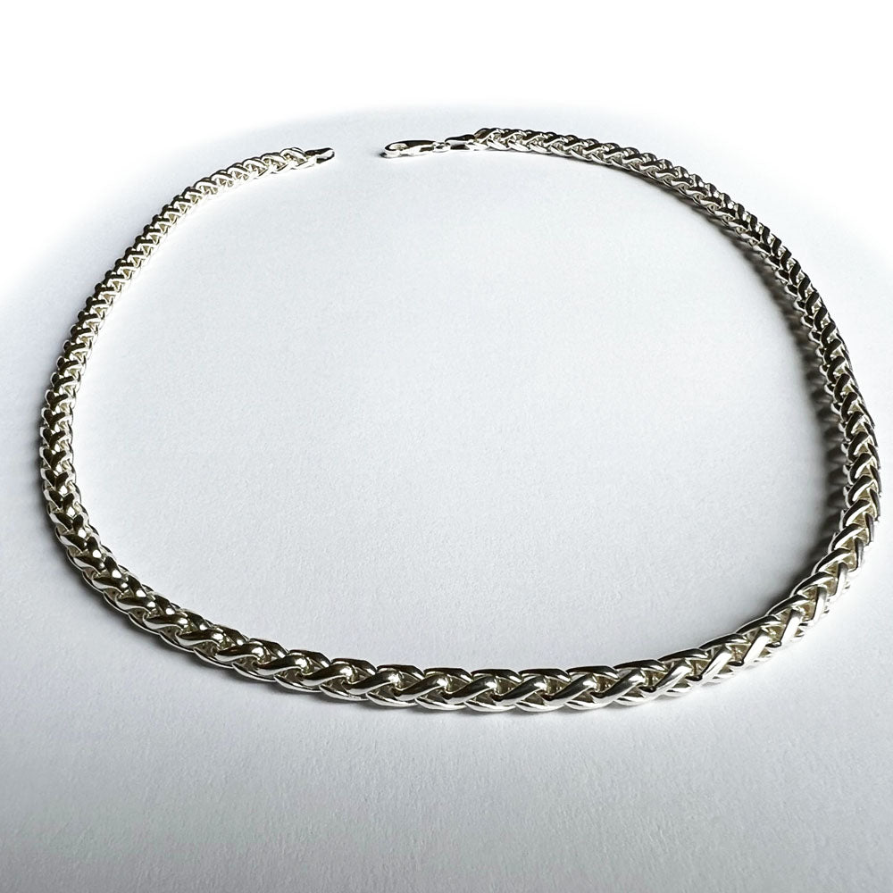 Alternate view of the Men&#39;s 5mm, Sterling Silver Round Solid Spiga Chain Necklace by The Black Bow Jewelry Co.