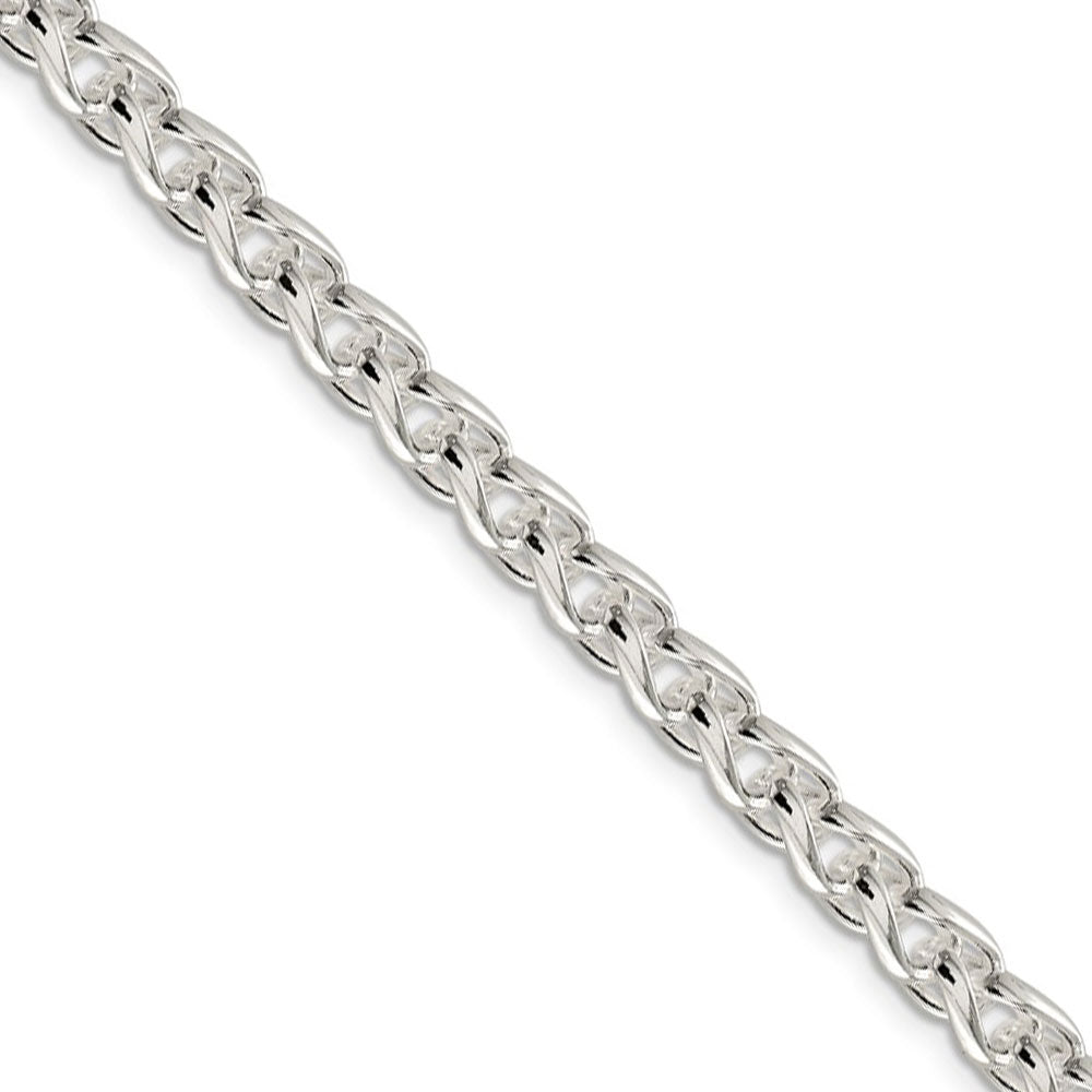 Men&#39;s 6mm, Sterling Silver Round Solid Spiga Chain Necklace, Item C8772 by The Black Bow Jewelry Co.