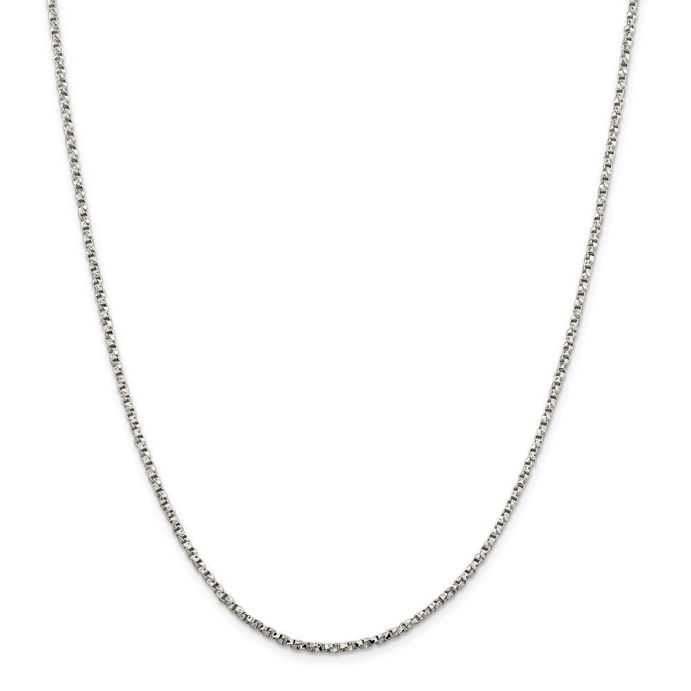 Alternate view of the 2.25mm Sterling Silver, Solid Twisted Box Chain Necklace by The Black Bow Jewelry Co.