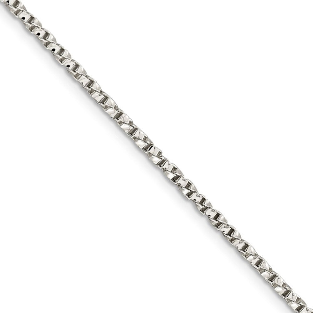 2.25mm Sterling Silver, Solid Twisted Box Chain Necklace