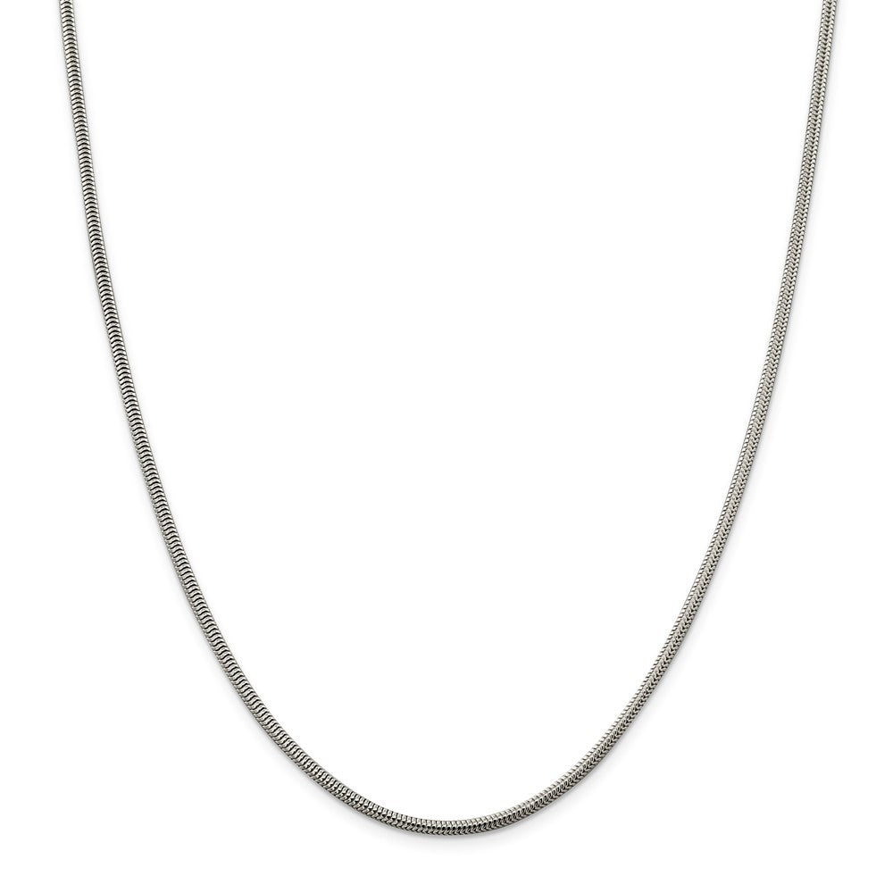 Alternate view of the 2.25mm, Sterling Silver Round Solid Snake Chain Necklace by The Black Bow Jewelry Co.
