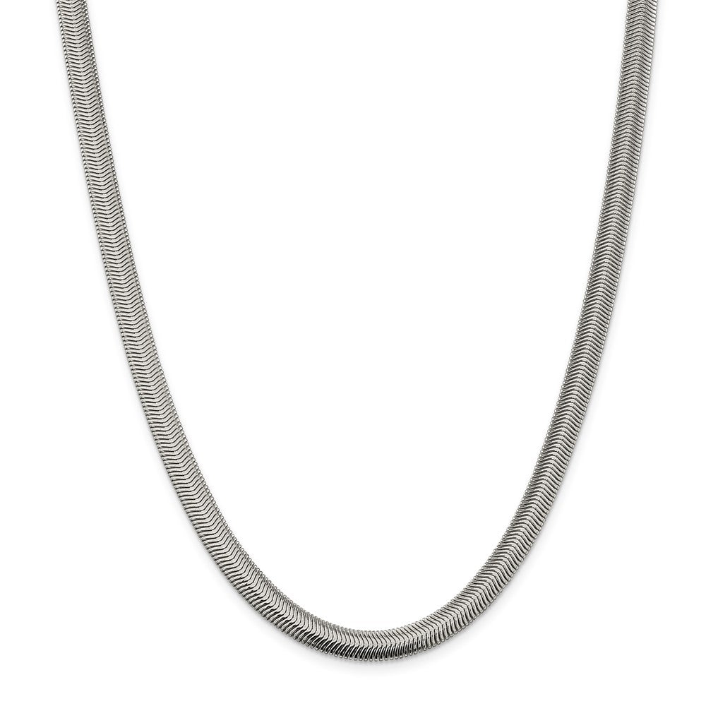 Alternate view of the 6.25mm, Sterling Silver Solid Flat Oval Snake Chain Necklace by The Black Bow Jewelry Co.
