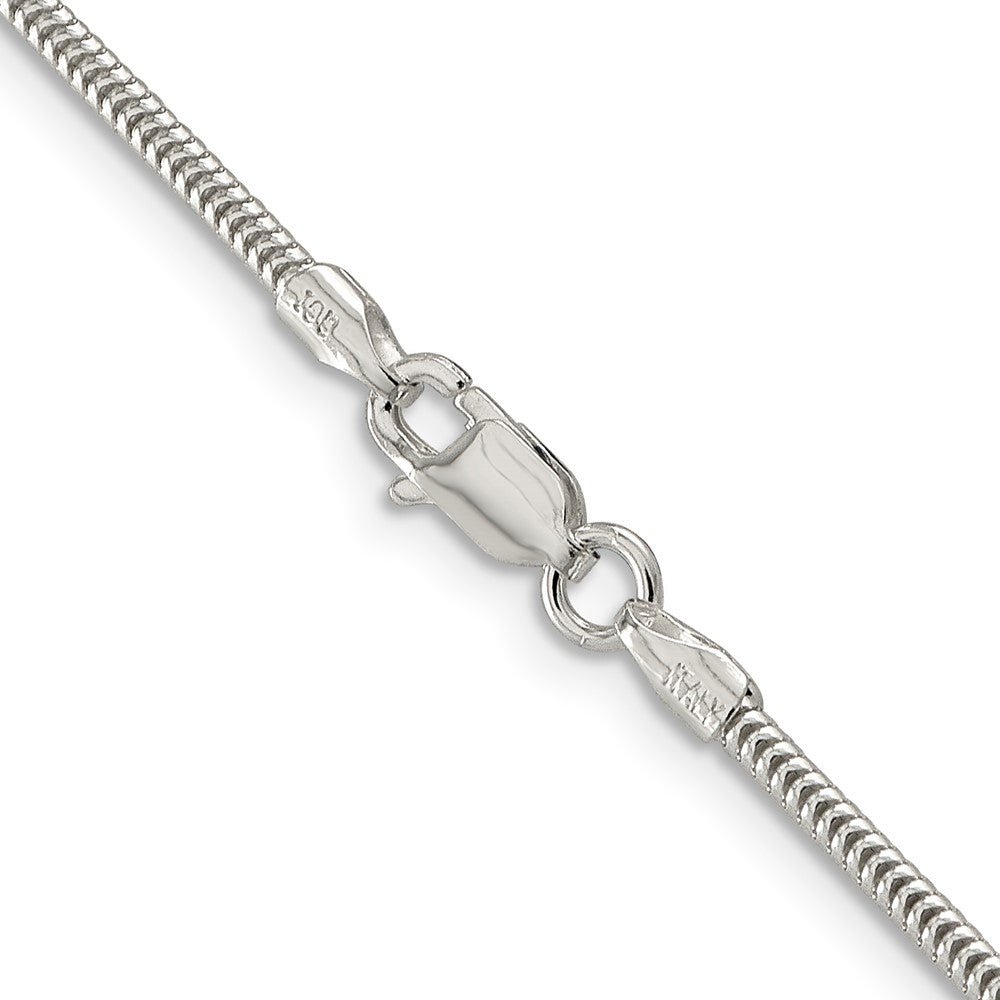 Alternate view of the 1.6mm, Sterling Silver Round Solid Snake Chain Bracelet by The Black Bow Jewelry Co.