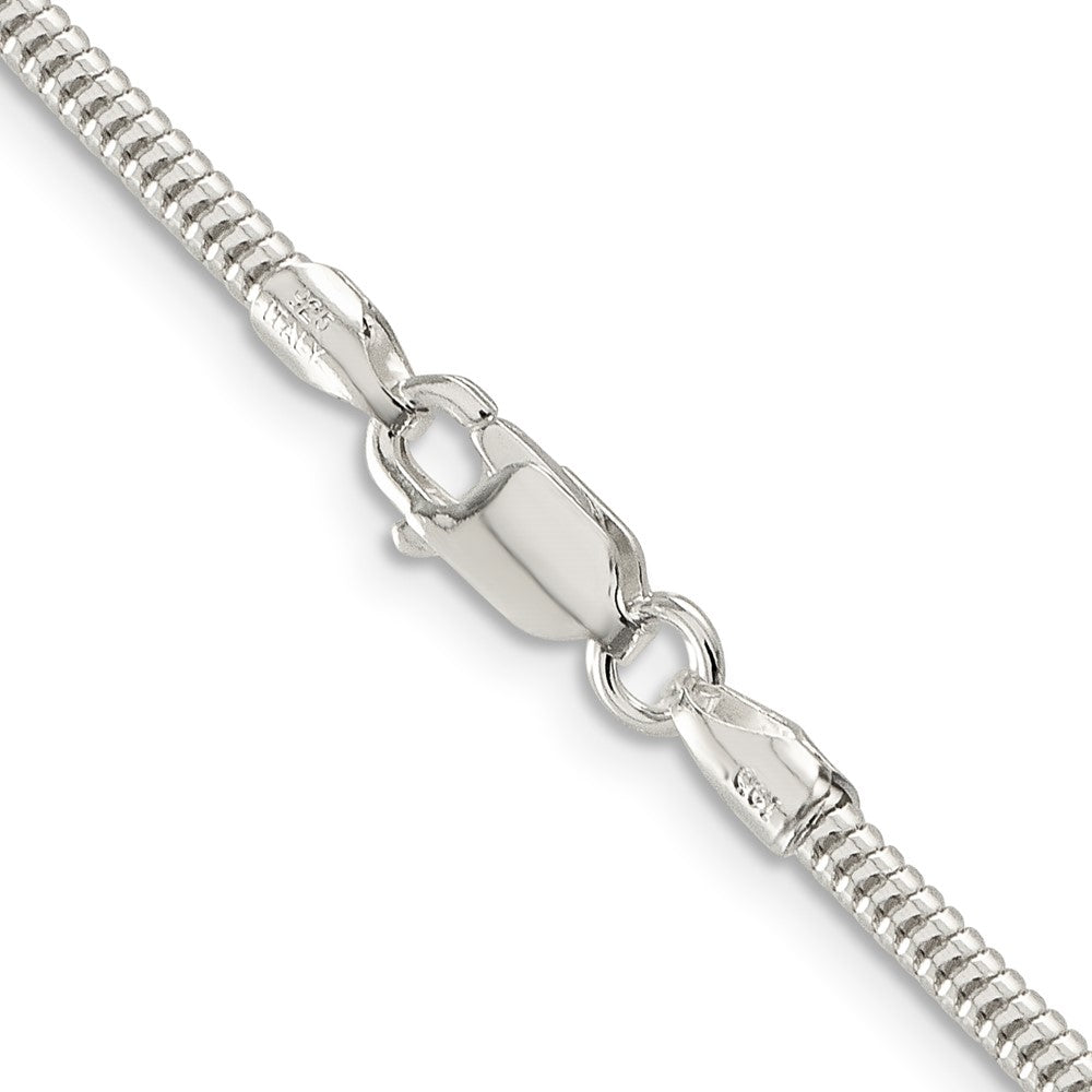 Alternate view of the 2.5mm Sterling Silver Solid Classic Round Snake Chain Necklace by The Black Bow Jewelry Co.