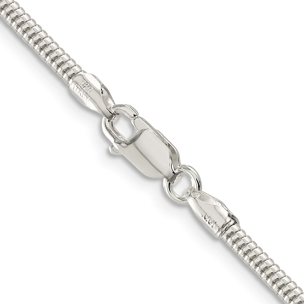 Alternate view of the 2.5mm, Sterling Silver Round Solid Snake Chain Bracelet by The Black Bow Jewelry Co.