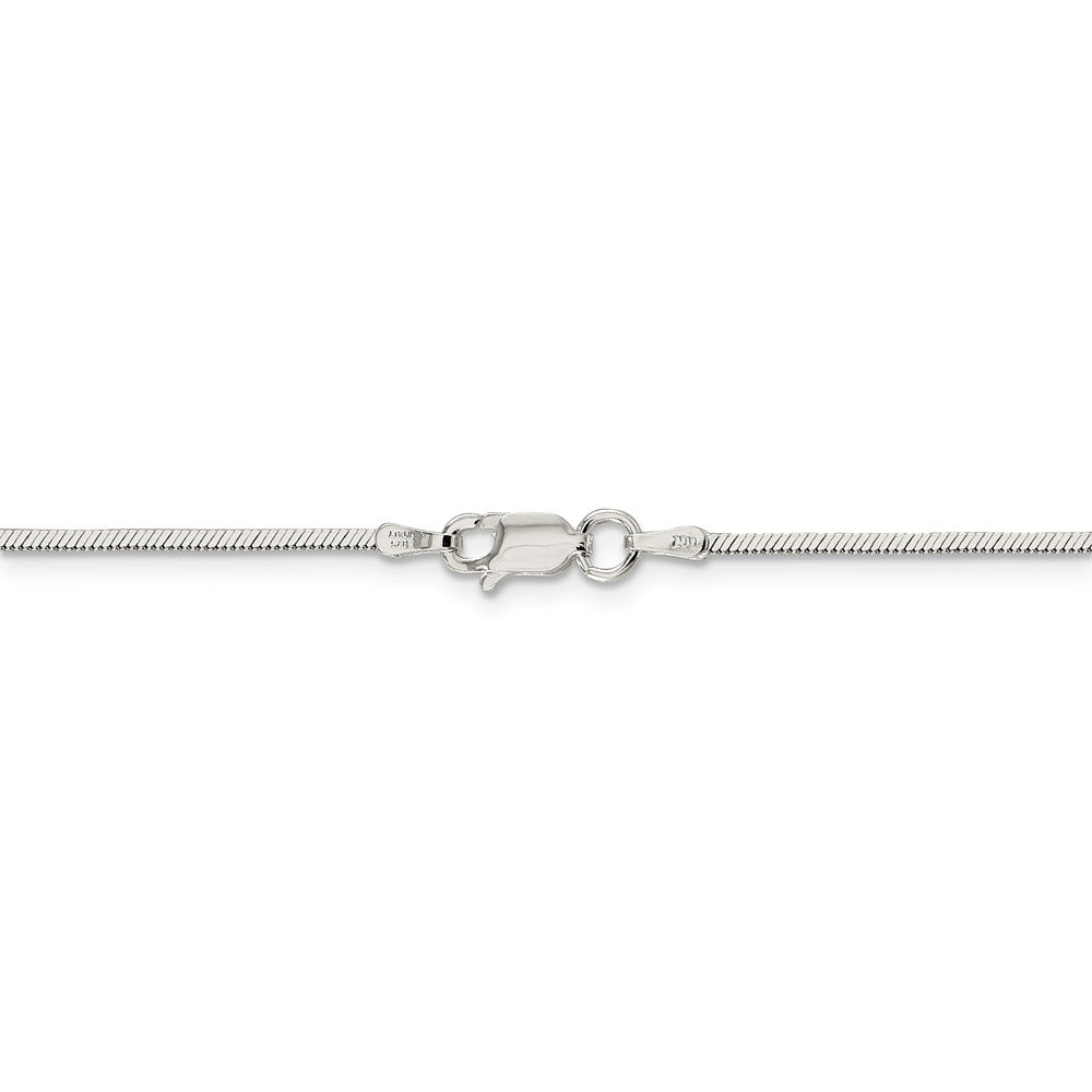 Alternate view of the 1.25mm, Sterling Silver Square Solid Snake Chain Necklace by The Black Bow Jewelry Co.