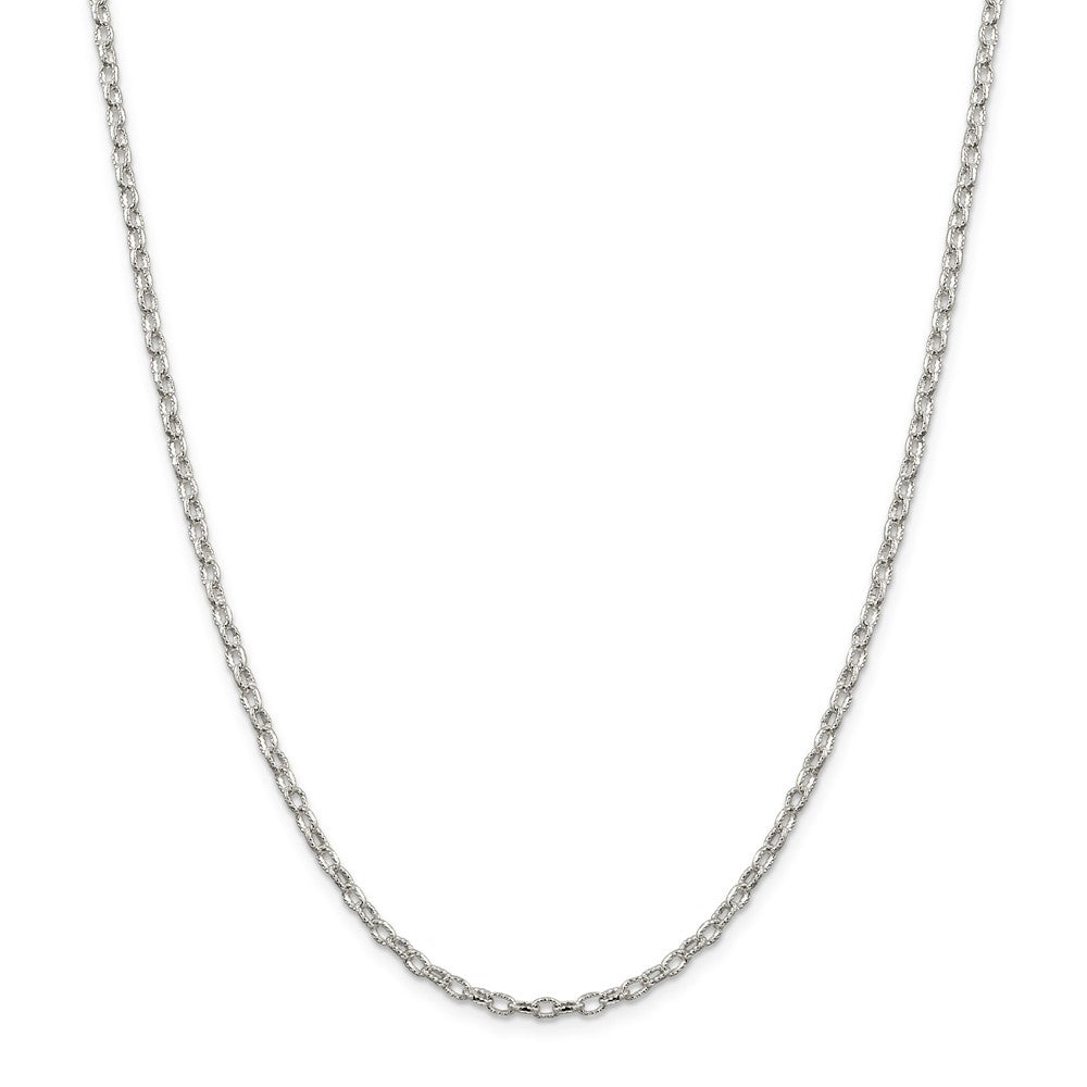 Alternate view of the 3mm, Sterling Silver Fancy Solid Rolo Chain Necklace by The Black Bow Jewelry Co.