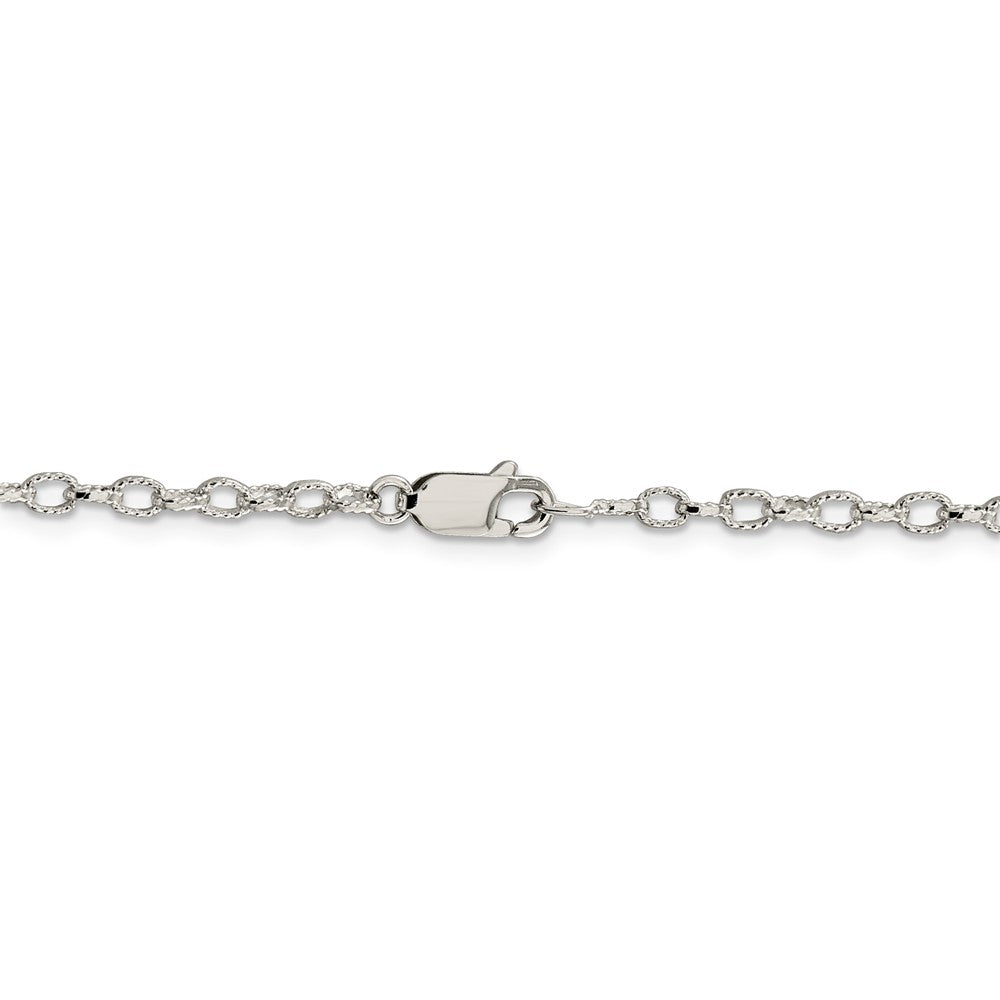 Alternate view of the 3mm, Sterling Silver Fancy Solid Rolo Chain Bracelet by The Black Bow Jewelry Co.