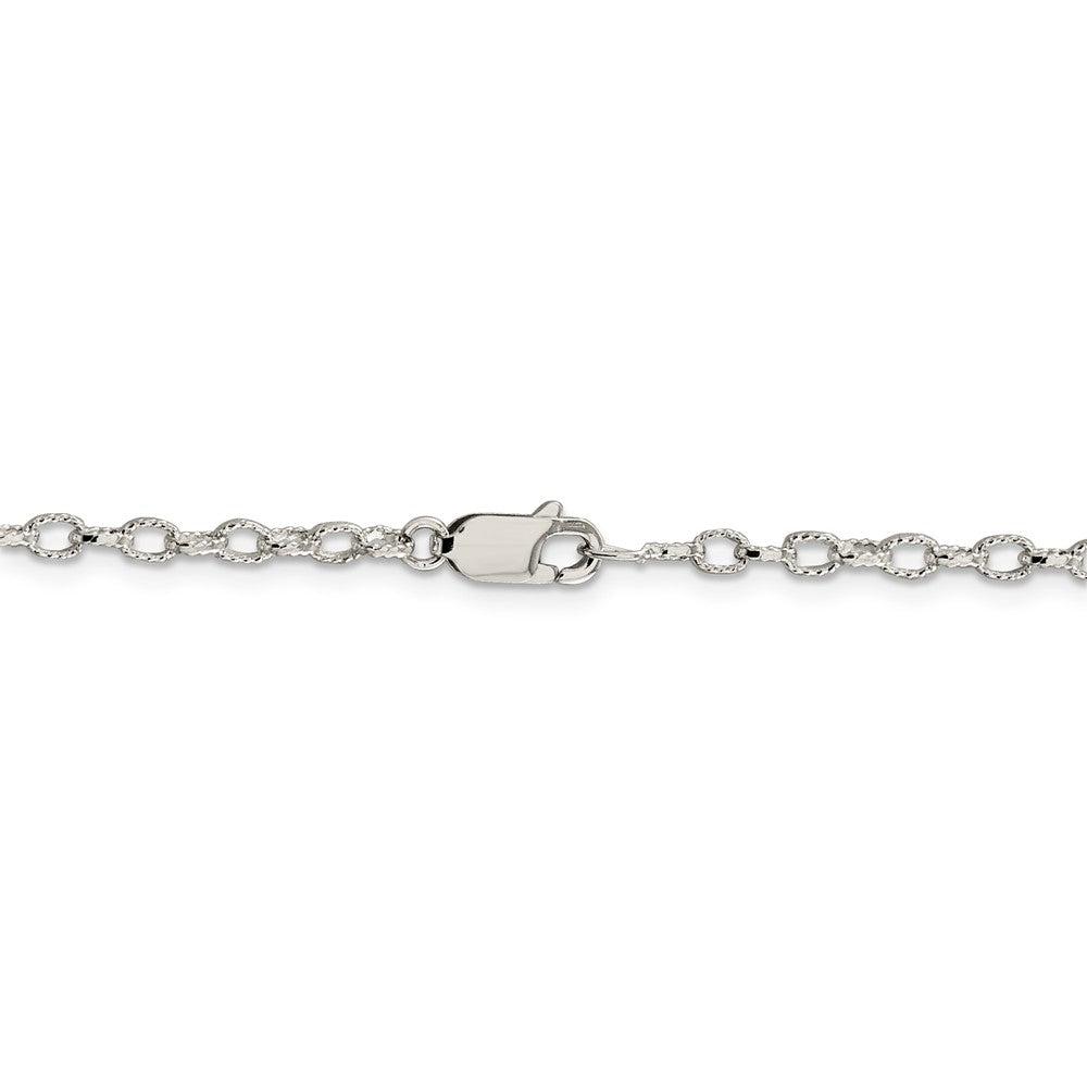 Alternate view of the 3mm, Sterling Silver Fancy Solid Rolo Chain Necklace by The Black Bow Jewelry Co.