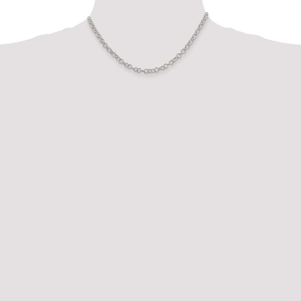 Alternate view of the 4.5mm, Sterling Silver Fancy Solid Rolo Chain Necklace by The Black Bow Jewelry Co.