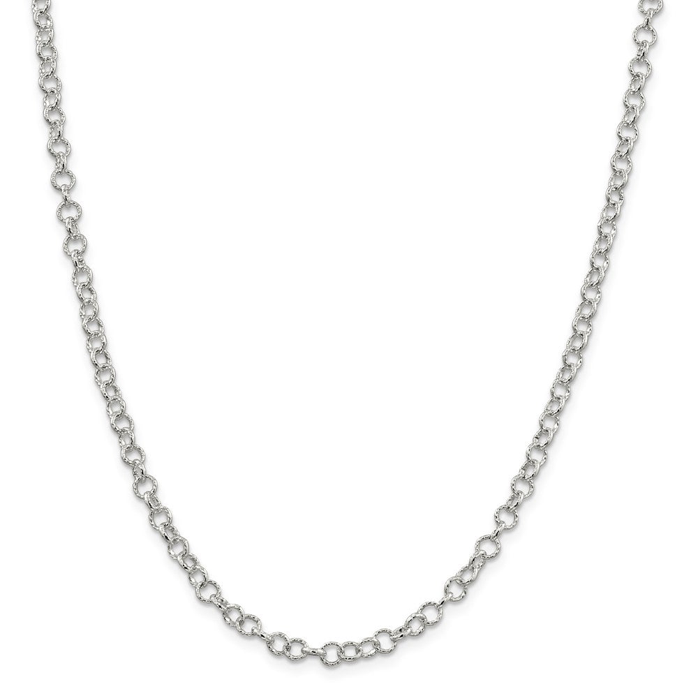 Alternate view of the 4.5mm, Sterling Silver Fancy Solid Rolo Chain Necklace by The Black Bow Jewelry Co.