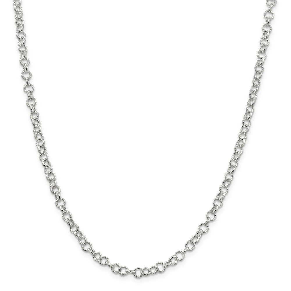 4.5mm, Sterling Silver Fancy Solid Rolo Chain Necklace - The Black