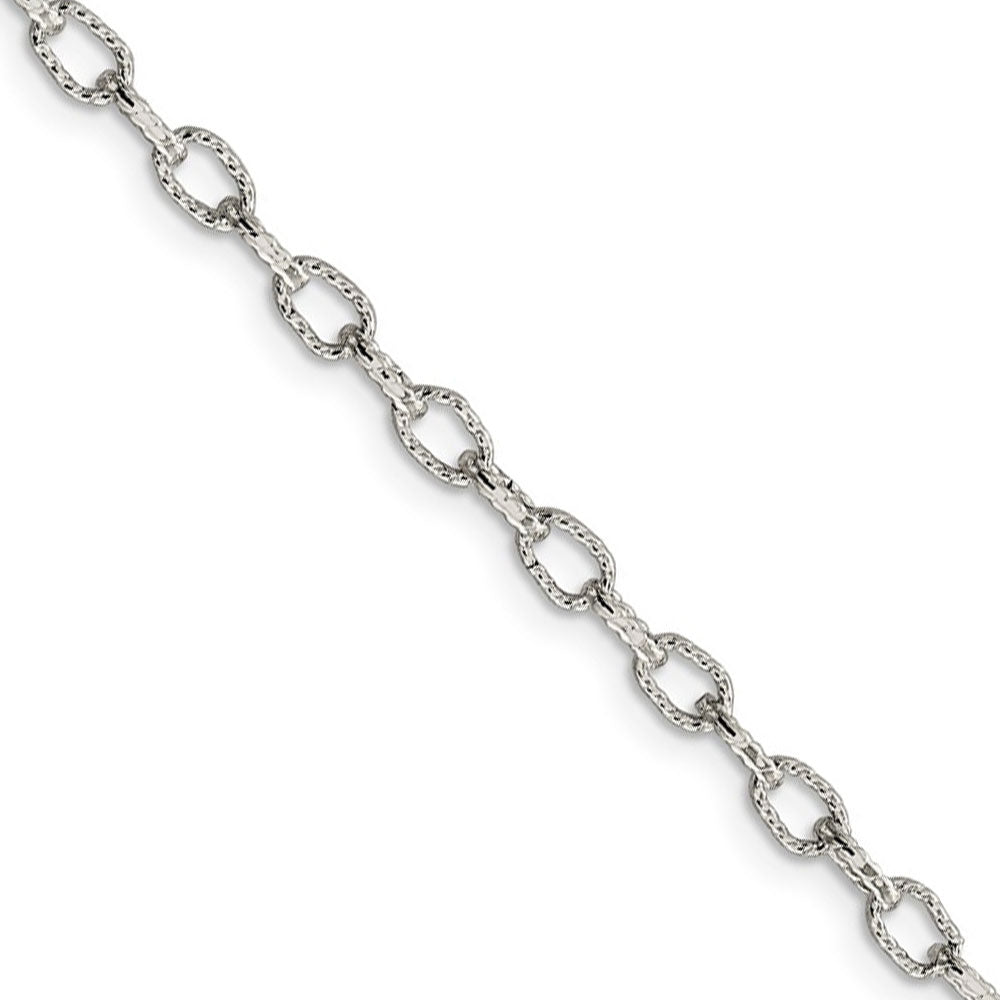 3.75mm, Sterling Silver Fancy Satin Rolo Chain Necklace, Item C8818 by The Black Bow Jewelry Co.