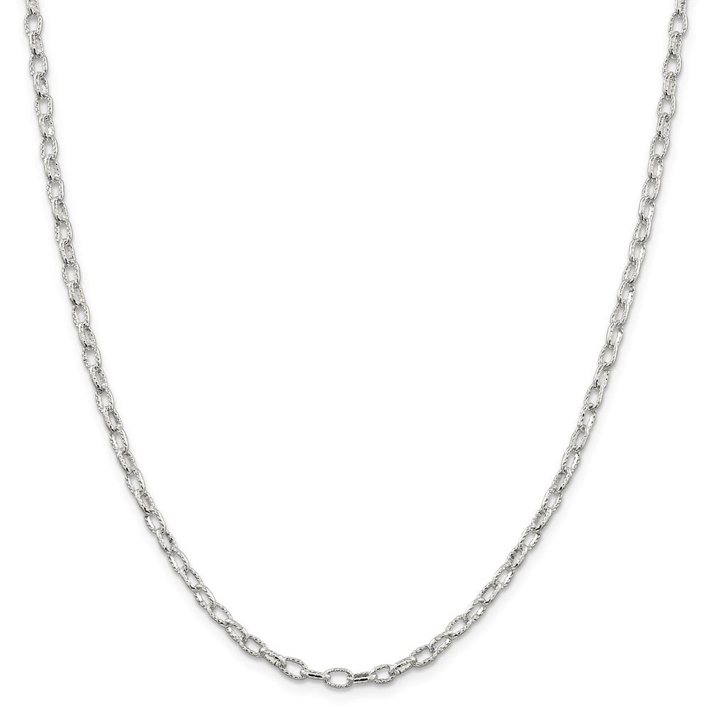Alternate view of the 3.75mm, Sterling Silver Fancy Satin Rolo Chain Necklace by The Black Bow Jewelry Co.