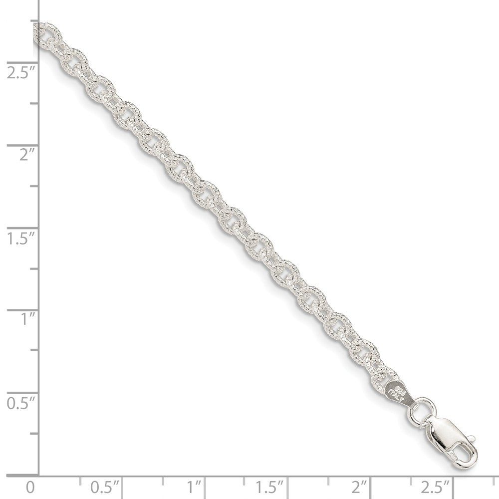 Alternate view of the 3.75mm, Sterling Silver Fancy Satin Rolo Chain Necklace by The Black Bow Jewelry Co.