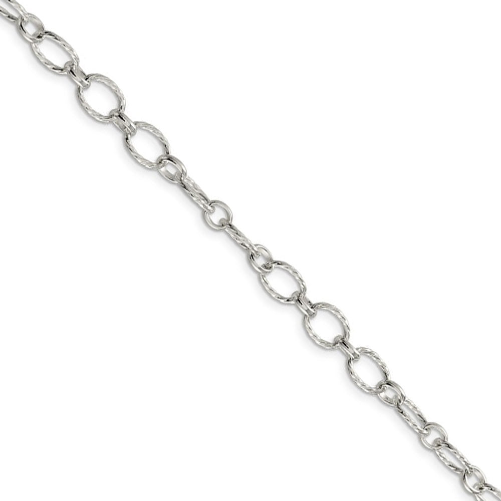 Women&#39;s 6mm, Sterling Silver Fancy Solid Rolo Chain Necklace