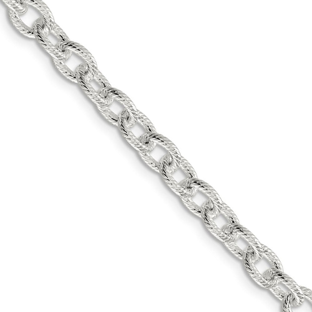 6.25mm, Sterling Silver Fancy Solid Rolo Chain Necklace, Item C8820 by The Black Bow Jewelry Co.