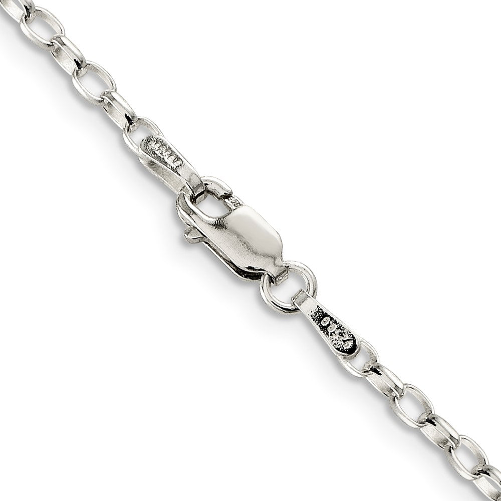 Alternate view of the 2.5mm Sterling Silver Solid Oval Rolo Chain Anklet, 9 Inch by The Black Bow Jewelry Co.