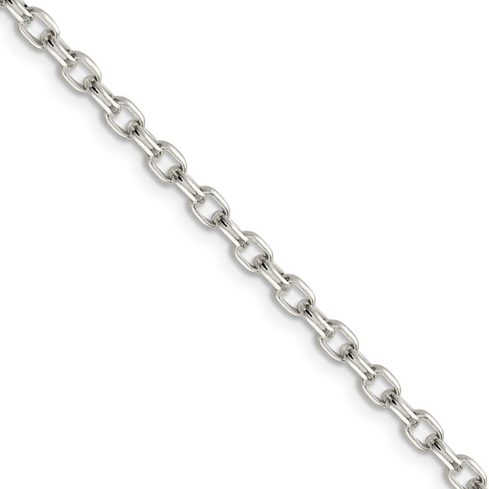 3.2mm Sterling Silver Solid Oval Rolo Chain Necklace