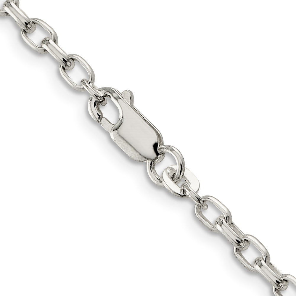 Alternate view of the 3.2mm Sterling Silver Solid Oval Rolo Chain Necklace by The Black Bow Jewelry Co.