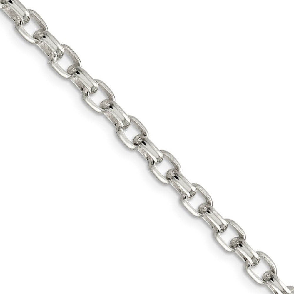 4.4mm, Sterling Silver Oval Solid Rolo Chain Necklace