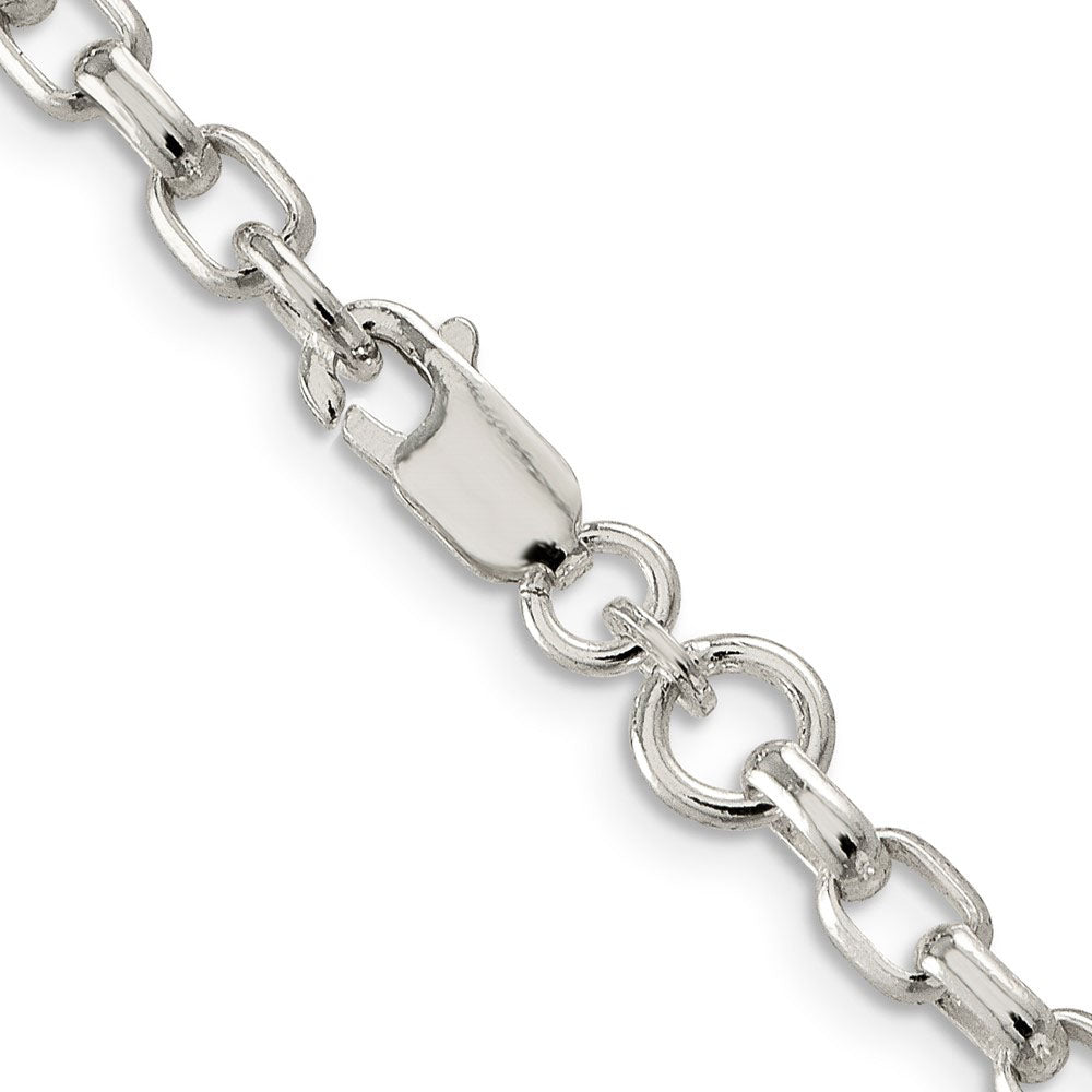 Alternate view of the 4.4mm, Sterling Silver Oval Solid Rolo Chain Necklace by The Black Bow Jewelry Co.