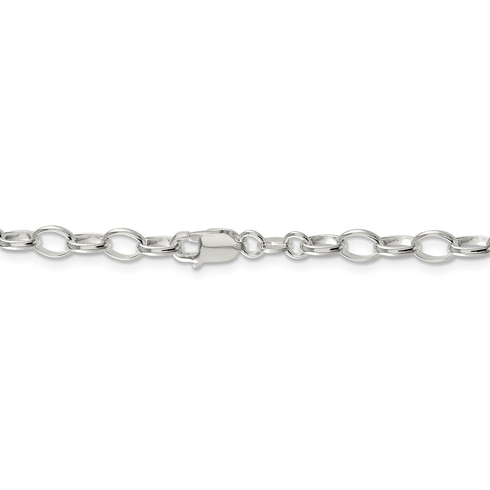 Alternate view of the 5mm, Sterling Silver Oval Solid Rolo Chain Bracelet by The Black Bow Jewelry Co.